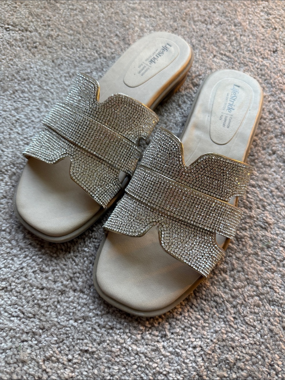 Life Stride Women's Crystal Slide Mules in Gold